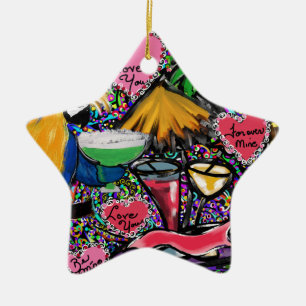 Valentine Party Parrot Ceramic Ornament
