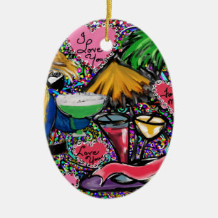 Valentine Party Parrot Ceramic Tree Decoration