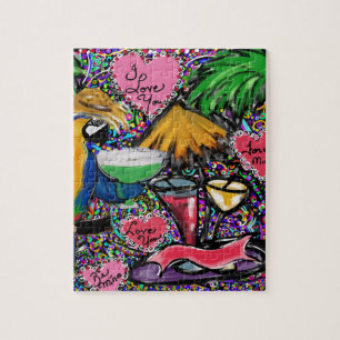 Valentine Party Parrot Jigsaw Puzzle