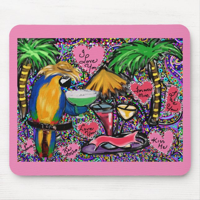 Valentine Party Parrot Mouse Pad (Front)