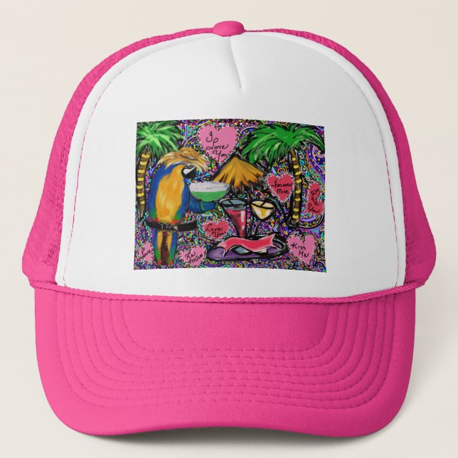 Valentine Party Parrot Trucker Hat (Front)