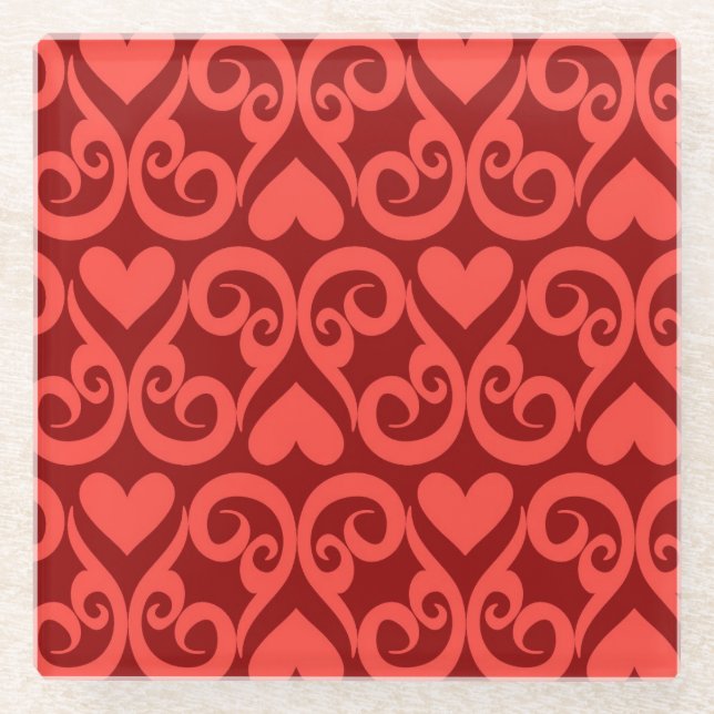 Valentine Pattern 2 Glass Coaster (Front)