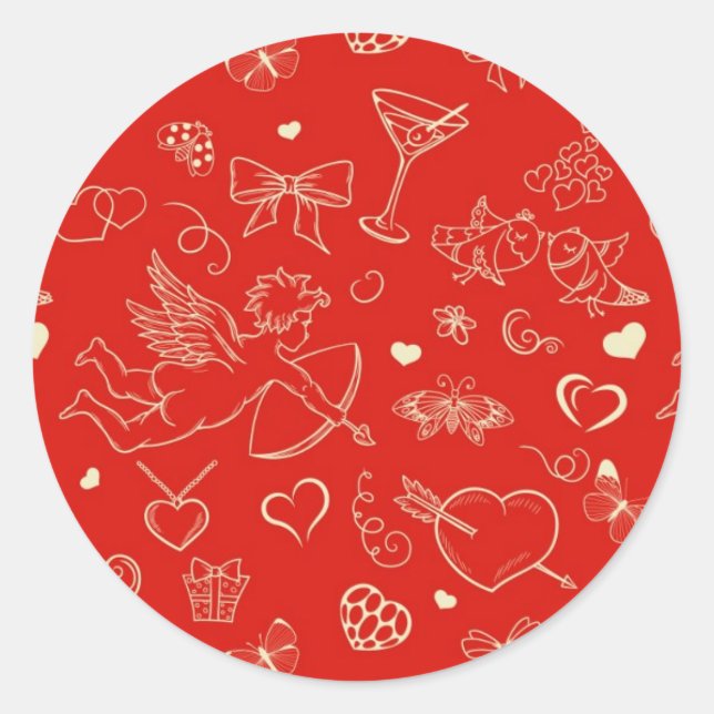 Valentine Pattern Classic Round Sticker (Front)