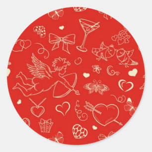 Valentine Pattern Classic Round Sticker