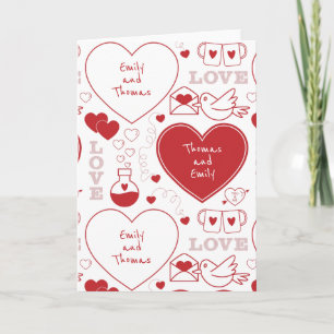 Valentine Pattern Greeting Card - Red on White