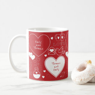 Valentine Pattern Mug - White on Red
