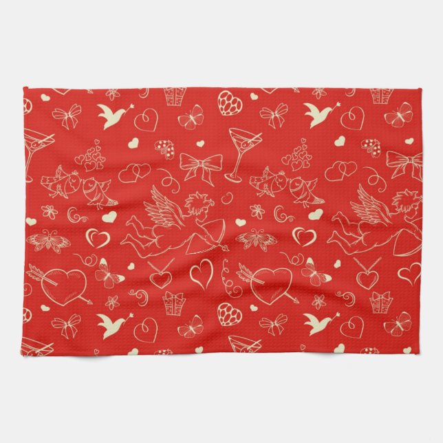 Valentine Pattern Tea Towel (Horizontal)