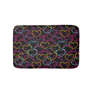 Valentine Pattern with Colour Hearts Bath Mat
