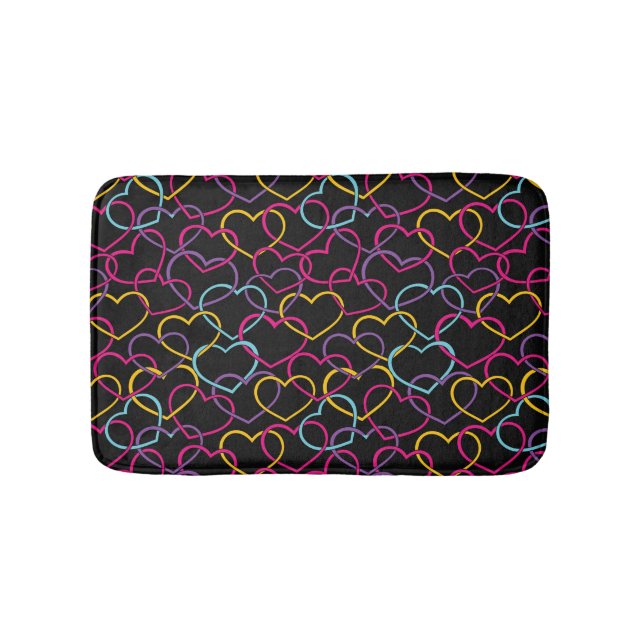 Valentine Pattern with Colour Hearts Bath Mat (Front)