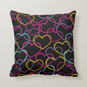 Valentine Pattern with Colour Hearts Cushion