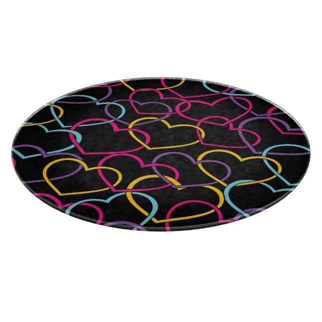 Valentine Pattern with Colour Hearts Cutting Board (Corner)