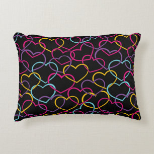Valentine Pattern with Colour Hearts Decorative Cushion
