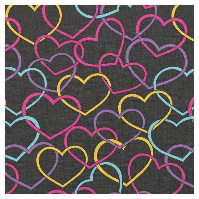 Valentine Pattern with Colour Hearts Fabric (Close Up)