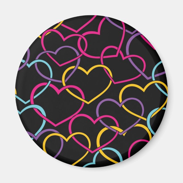 Valentine Pattern with Colour Hearts Magnet (Front)
