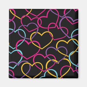 Valentine Pattern with Colour Hearts Magnet