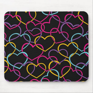 Valentine Pattern with Colour Hearts Mouse Pad