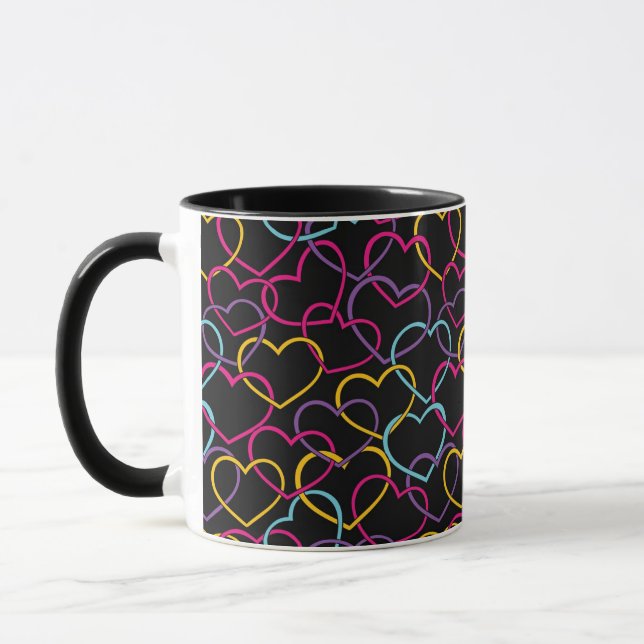Valentine Pattern with Colour Hearts Mug (Left)
