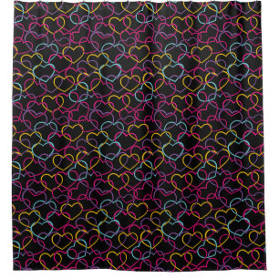 Valentine Pattern with Colour Hearts Shower Curtain