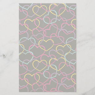 Valentine Pattern with Colour Hearts Stationery