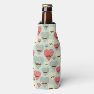 Valentine pattern with heart and moustache bottle cooler