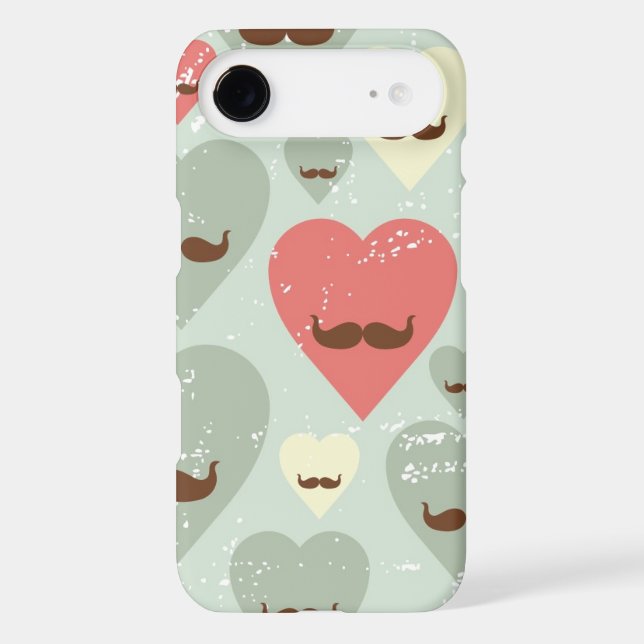 Valentine pattern with heart and moustache Case-Mate iPhone case (Back)