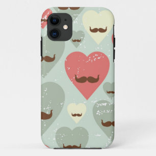 Valentine pattern with heart and moustache iPhone 11 case