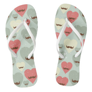 Valentine pattern with heart and moustache thongs