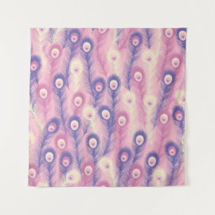 Valentine Peacock Feather Seamless Pattern in Pink Tapestry