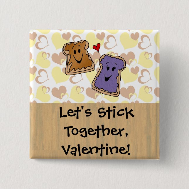 Valentine Peanut Butter and Jelly 15 Cm Square Badge (Front)