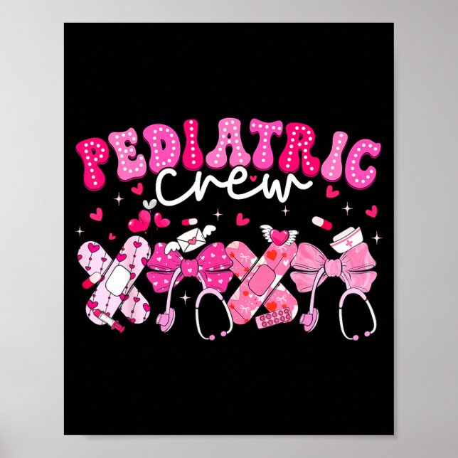Valentine Pediatric Crew Xoxo Nurse Coquette Bow P Poster (Front)