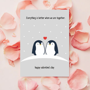 Valentine Penguin Card Cute Romantic Gift For Two
