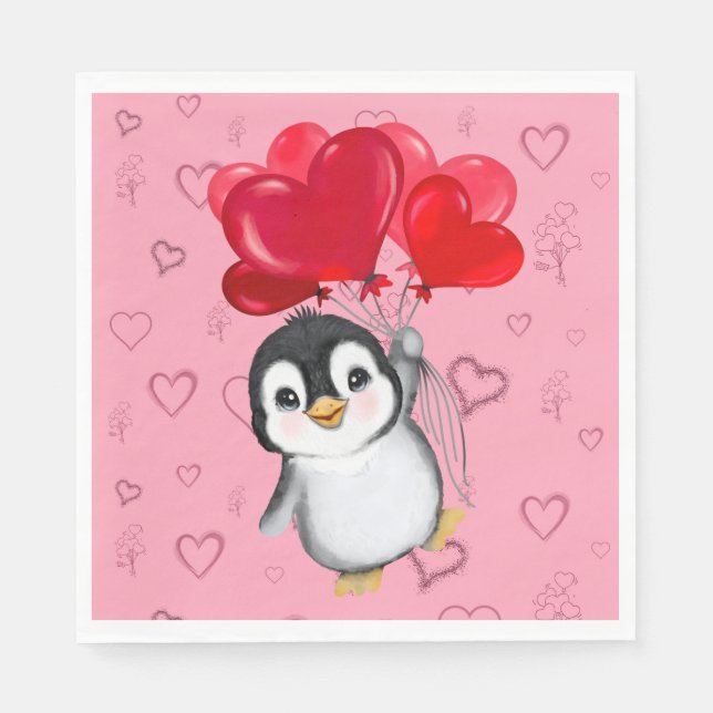 Valentine Penguin  Napkin (Front)