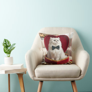Valentine Persian Cat In Chocolate Candy Box Cushion