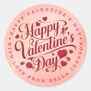 Valentine Personalised Name Round Stickers