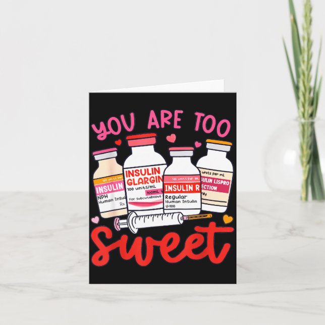 Valentine Pharmacist Diabetic Nurse Insulin Diabet Card (Front)