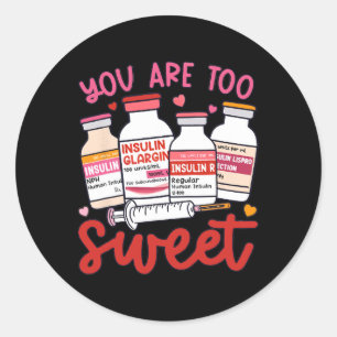 Valentine Pharmacist Diabetic Nurse Insulin Diabet Classic Round Sticker