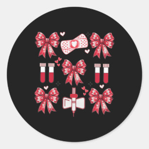 Valentine Phlebotomy Coquette Bow Phlebotomist But Classic Round Sticker