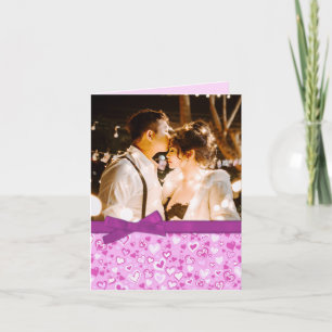 Valentine photo purple & pink hearts card