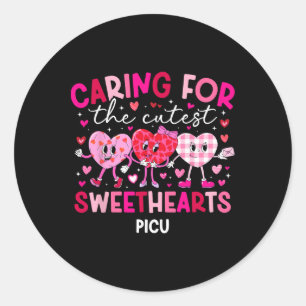 Valentine Picu Nurse Valentines Day Pediatric Icu Classic Round Sticker