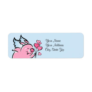 Valentine Pig Address Label Return Address Label