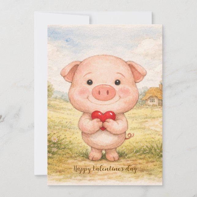 Valentine Pig Holiday Card (Front)