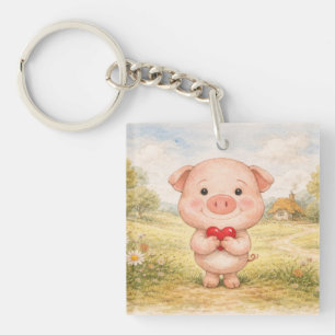 Valentine Pig Key Ring