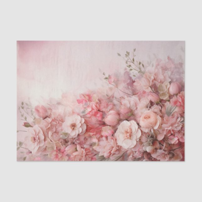 Valentine Pink and Red Flowers Bouquet Tissue Paper (Front)