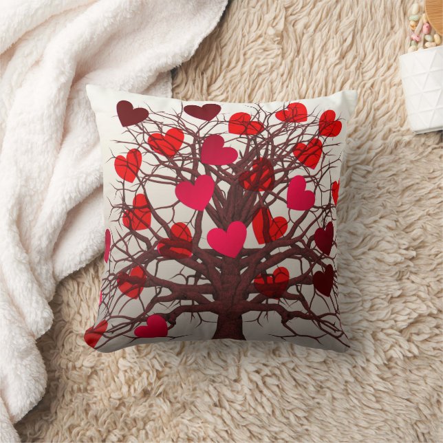 Valentine pink and red heart tree couch cushion (Blanket)