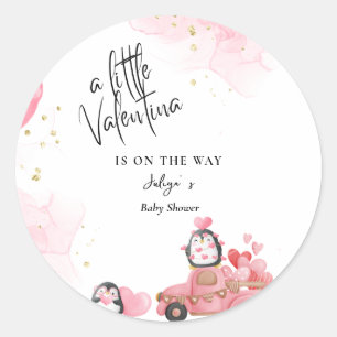 Valentine pink baby girl  shower  classic round sticker