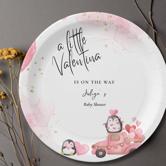 Valentine pink baby girl  shower  paper plate (Creator Uploaded)