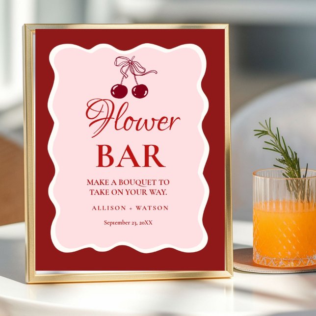 Valentine Pink Heart bridal shower flower bar Sign (Creator Uploaded)