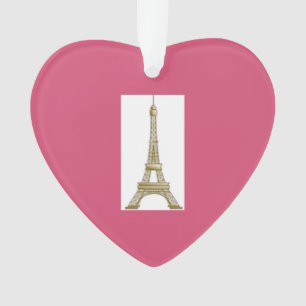 Valentine Pink Heart Eiffel Tower Ornament