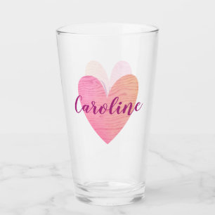 Valentine Pink Heart Glass