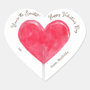 Valentine Pink Heart Lollipop Sticker